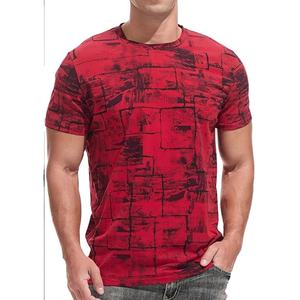 95% algodón/5% poliéster manga corta Color sólido cuello redondo algodón suave ajustado camisetas de hombre - Product Image 1