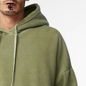 Sweat à capuche délavé pour homme, manches classiques, couleur unie, style décontracté, avec broderie de logo personnalisée et impression numérique - Product Image 3