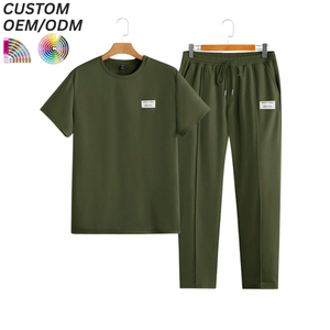 Conjuntos de Camisetas de Algodón Tejido para Hombre, Transpirables, Estilo Urbano, Casuales, para Verano, con Logotipo Personalizado, Soporte OEM/ODM, Venta al Por Mayor - Product Image 1