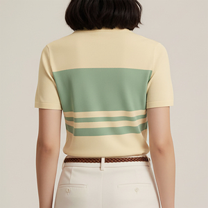 Col rabattu sur mesure OEM/ODM pour chemises femme, coupe classique, décontracté, respirant, couleur unie, pour le golf, en toile 100% coton - Product Image 2