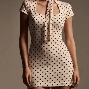 Vestido Mini con Estampado de Lunares Grace, de una Pieza, para Mujer, Verano, Moderno, para Fiestas y Clubes, Transpirable, Ecológico, Corte Ajustado - Product Image 3