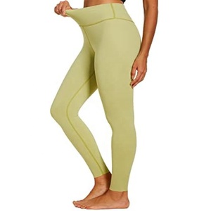 Pantalon extensible taille haute 75% Nylon 25% Spandex tissu élastique importé fermeture élastique flatteur haut pour Gym Type de taille moyenne - Product Image 1