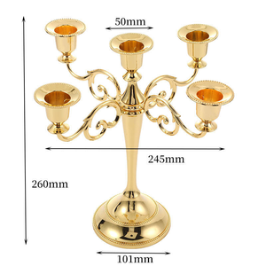 เชิงเทียนโลหะชุบทองแบบยุโรป 5 แขน สำหรับตกแต่งโต๊ะงานแต่งงาน - Product Image 5