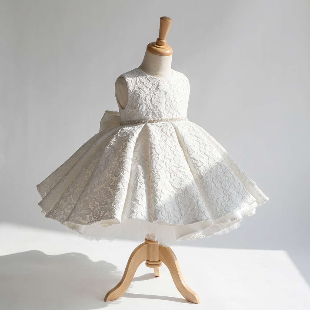 chinese dress ladies Cheap Open Back Ivory Lace Flower Girl Dresses with Golden Sash ARD1224