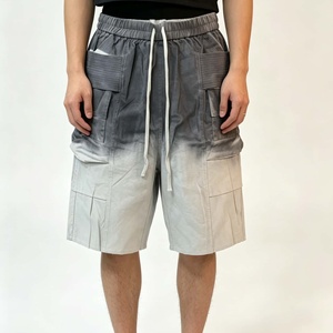 Men's Sun Fade Cargo Shorts Mid Waist Drawstring 100% Cotton 1/4 <b>Knee</b> Length Shorts for Summer - Product Image 2