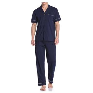 Custom 100% Cotton Men Sleepwear Loungewear Sleeve Long Leg Set Men Pajamas Sleepwear Suit Custom Breathable Logo Sleepwear Suit - Product Image 4