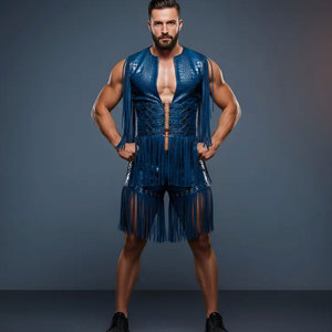 Men Western Cowboy Fringe Vest <b>Suede</b> Leather Sleeveless <b>Jacket</b> Tassel Rodeo <b>Biker</b> Festival Wear Wear Premium OEM Apparel - Product Image 2