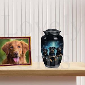 Black <b>dog</b> urn for ashes triple Rottweiler tribute keepsake urn pet memorial decorative <b>remembrance</b> <b>gift</b> - Product Image 3