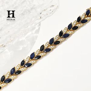 Pulsera de Diamantes y Zafiros Cultivados en Laboratorio, Chapada en Oro de 18K, Diseño Tenis de Lujo, Elegante Regalo de Joyería para Mujer - Product Image 5