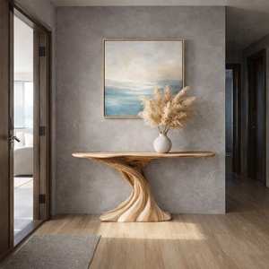 โต๊ะคอนโซลขนาดใหญ่สไตล์เรียบง่าย ตู้หนังสือไม้รีไซเคิล ตู้เก็บของทางเข้าบ้าน ตู้คอนโซลสไตล์บ้านไร่ โต๊ะโถงทางเข้าแบบเรียบง่าย - Product Image 2