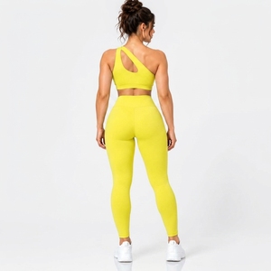Ensemble de yoga 2 pièces taille haute pour femme, soutien-gorge de sport très élastique et leggings, tenue de fitness compressive d'été pour la course à pied - Product Image 2