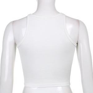 Camiseta sin mangas para mujer, versátil, de algodón, transpirable, tejida, para yoga, gimnasio, con textura acanalada. - Product Image 5