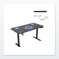 Bureau d'ordinateur de jeu électrique à hauteur réglable avec plateau en verre RGB, avec préréglages de mémoire pour le bureau à domicile