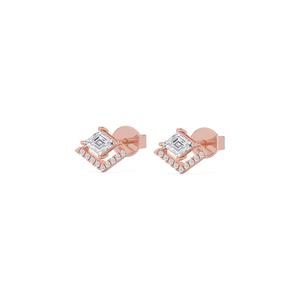 Boucles d'oreilles distinctives en or rose 10K avec diamants de laboratoire 0,71 CTW, taille losange, bijoux raffinés pour un usage quotidien et pour les occasions élégantes - Product Image 3
