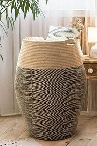 Panier à linge tressé en corde de coton, panier de rangement pour vêtements sales - Product Image 2