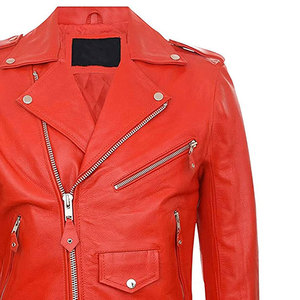Men's <b>Red</b> PU Leather <b>Waterproof</b> Moto <b>Jacket</b> Slim Fit Zipper Closure Belted Biker Style Stand Collar Pockets Epaulet Spring - Product Image 6
