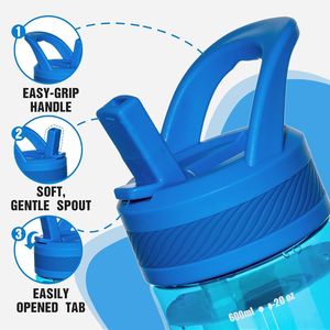 Borraccia Blu in Tritan Senza BPA con Cannuccia, Design Anti-Perdita per Viaggi, Casa, Scuola - Product Image 2
