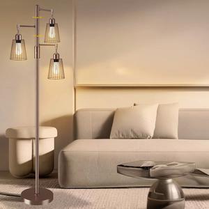 Elegante Lámpara de Pie de Metal con Pantalla de Lino para Dormitorio y Oficina - Product Image 2