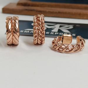 Luxury Woven Chain Style Copper Ring Handmade Braided Band Modern Statement <b>Jewelry</b> Antique Traditional <b>Magnetic</b> Therapy - Product Image 3