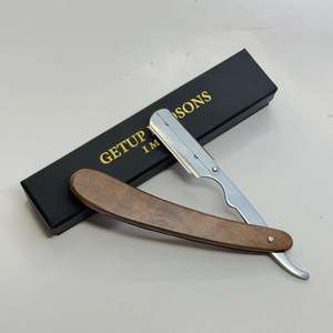 Wholesale High Quality Disposable Professional Barber Straight-edged Stainless Steel Razor Single Blade Wood Handle Durable Face - Product Image 4