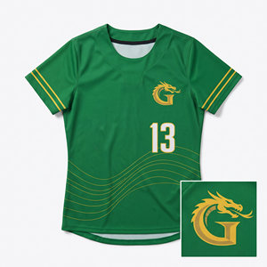 Maillot de softball vert sublimé pour femme, Dragons 13, à manches courtes, ajusté, anti-humidité, col baseball, tenue d'équipe adulte - Product Image 5