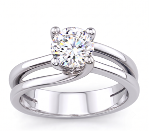 Anillo de compromiso solitario de dos tonos entrelazados con diamantes cultivados en laboratorio - Product Image 2