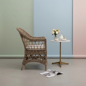 Silla de Comedor de Mimbre para Exterior, Diseño Escandinavo Moderno, Hecha a Mano con Ratán Natural, Ecológica, Resistente a la Intemperie, Cómoda, Estilo Bistro - Product Image 4