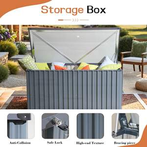 Armario de Almacenamiento de Acero con Cerradura de 312 Galones, Caja Metálica para Exterior con Amortiguadores de Gas, Impermeable, Negra, de Gran Capacidad - Product Image 6