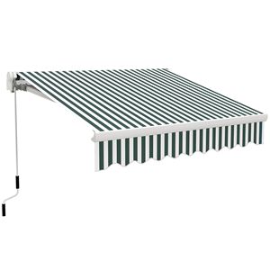 8FT X 6.6FT Manual Retractable Awning Green/White Sun Shade Deck <b>Window</b> <b>Cover</b> for Patio Folding Arms Windproof for Terraces - Product Image 1