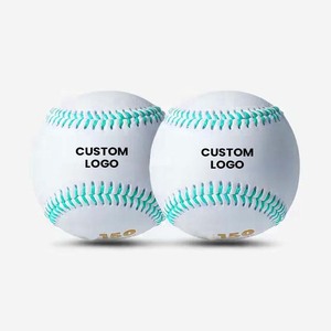 Custom Logo <b>Baseballs</b> White with Teal Stitching Durable Training <b>Balls</b> 1PC Standard Style - Product Image 1