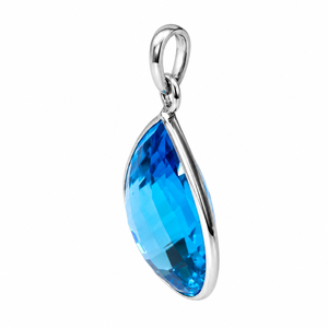 Colgante de Topacio Azul Corte Pera en Plata de Ley 925 con Baño de Rodio, Joyería de Lujo para Mujer/Unisex - Product Image 4