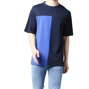 เสื้อยืดคอกลมแขนสั้นผู้ชาย ลายเรขาคณิตตัดสี ผ้าถักนิตติ้ง 100% ผ้าฝ้ายเจอร์ซีย์ ระบายอากาศได้ดี น้ำหนัก 220 กรัม ลายพิมพ์ตามสั่ง ทรงปกติ - Product Image 4