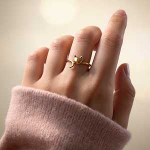 18K Gold Plated Cute <b>Cat</b> CZ <b>Ring</b> Resizable Casual Wedding Jewelry - Product Image 1