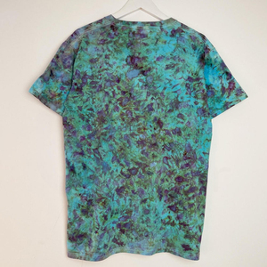 T-shirt à manches courtes pour homme, tie-dye, col rond, tricoté, décontracté, coupe classique, motif vert, violet, bleu - Product Image 2