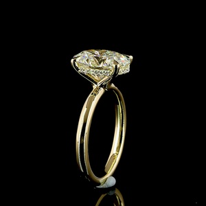 Bague de fiançailles ovale certifiée IGI 3 carats en or jaune véritable 14K, coupe brillante, solitaire, bijoux fins, bague de mariage, vente en gros - Product Image 2