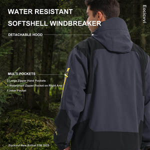 Chaqueta Acolchada Impermeable con Capucha para Hombre, Diseño con Bloques de Color, Detalle de Cremallera Amarilla, Corte Regular, Estilo Deportivo Invernal, Poliéster - Product Image 5