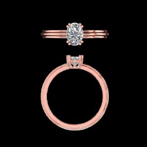 แหวนเพชรทรงรี 1 กะรัต ทองคำขาว 14k/18k  งานแฮนด์เมด ดีไซน์สามวง  แหวนหมั้นเพชรเม็ดเดี่ยว สำหรับเจ้าสาว  งานแต่งงาน  เครื่องประดับสำหรับผู้หญิง - Product Image 2