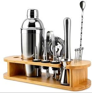 Ensemble d'outils de bar en métal doré antique avec support en bois, kit de préparation de cocktails, outils de barman modernes pour usage domestique - Product Image 5