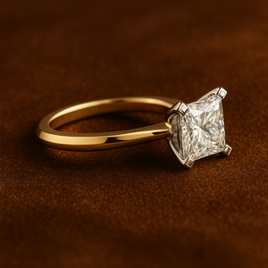 Bague de fiançailles personnalisée en or massif 14K 18K avec diamant de laboratoire CVD taille princesse certifié IGI de 1,50 carat pour femme - Product Image 3