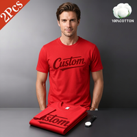 Custom Men's Red T-Shirt O-Neck Short Sleeve Front Logo Blank Design Streetwear Regular Fit 100% Cotton Jersey Fabric Letter
