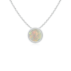 Premium Quality 14k 18k <b>Gold</b> Natural Bezel Round Opal Solitaire <b>Pendant</b> Igi Certified Unisex Wear Fine Jewelry <b>Pendant</b> Necklace - Product Image 1