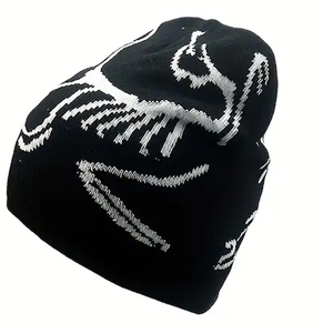 Gorro de Punto Negro con Bordado de Pato Blanco, Unisex, Estilo Casual, Talla Adulto 56-58CM - Product Image 4