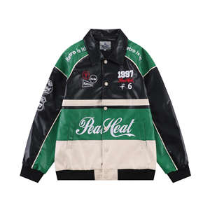 Chaqueta de Cuero Personalizada Unisex de Carreras NASCAR con Logotipo Frontal y Parches Impermeables, Tallas Grandes y Altas - Product Image 3
