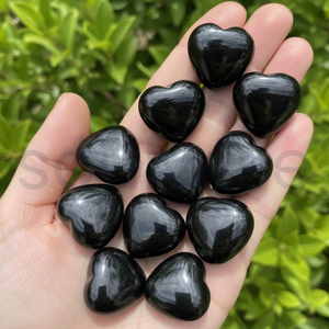 Obsidienne noire polie, motif floral fait main, forme cœur, Feng Shui, décoration, cadeau du Nouvel An et de la remise des diplômes, 1 pouce - Product Image 4