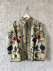 Luxury Handcrafted Embroidered Quilted Jacket for Women Boho Style with Multicolor <b>Floral</b> Embroidery 100% Cotton Eco-Friendly - Product Image 6