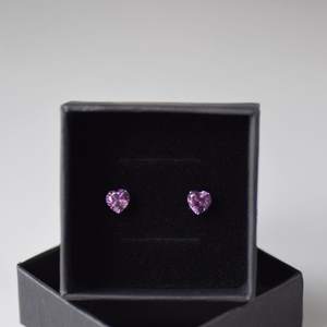 Pendientes de Plata de Ley con Amatista en Forma de Corazón, Joyería de Piedra de Nacimiento de Febrero, Regalo de Navidad o Cumpleaños - Product Image 4