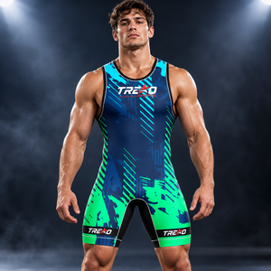 Custom Sublimation Trexo Sports Polyester Spandex <b>Wrestling</b> <b>Singlet</b> for <b>Men</b> Four-Way Stretch Compression-Angry Wolf Design Team - Product Image 3