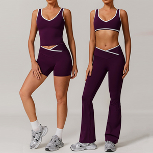 New Arrival <b>Cross</b> High Waist Women'S Activewear Suits Sport Gym Athletic Fitness Workout Yoga Set - Product Image 5