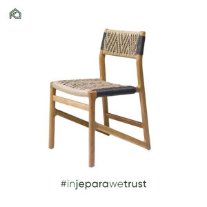 Mesa de Jardín de Madera de Teca con Tejido de Cuerda para Patio Exterior de Hotel, Silla de Comedor Minimalista con Tapicería de Lino - Aksel - Product Image 6