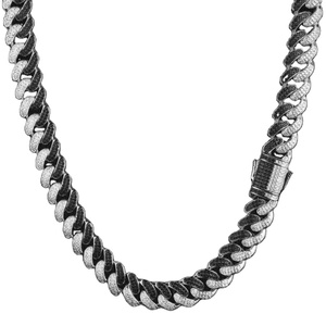 Cadena cubana de moissanita blanca y negra Hermosa cadena cubana de Plata de Ley 925 personalizada HIP HOP y otras joyas de diamantes - Product Image 1
